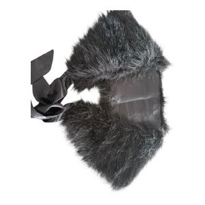 Black Faux Fur Collar/small cape with Ribbon Tie